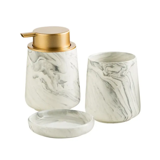 Набір аксесуарів з кераміки для ванної кімнати в кольорі сірий мармур Кам'янець-Подільський