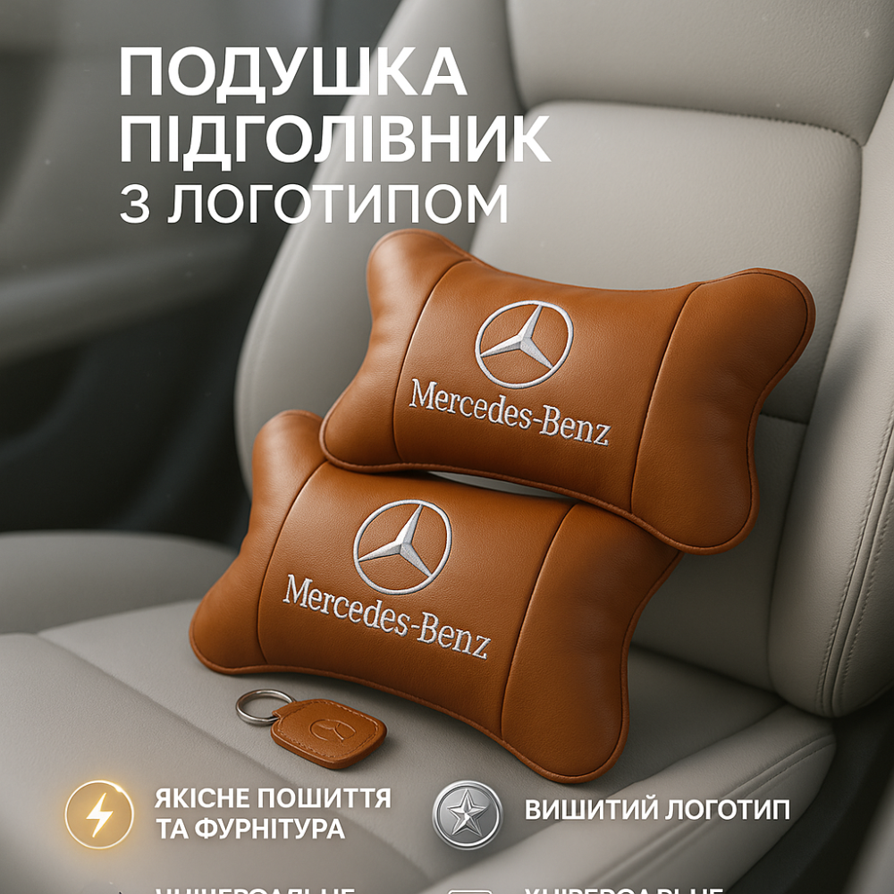 Декоративна подушка підголівник Mercedes-Benz, Подушка підголівник метелик дорожня для шиї XK-75 Львів - фото 20