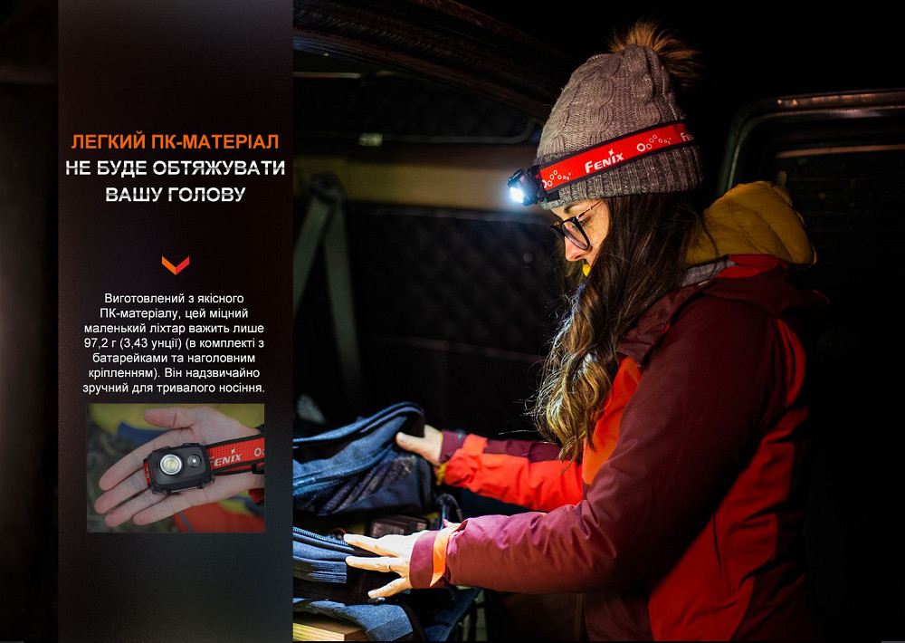 Ліхтар налобний Fenix HL16 AAA чорний Київ - фото 9