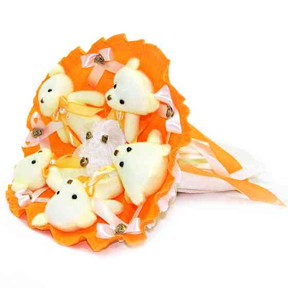 Букет з іграшок Ведмедики помаранчевий 5345IT з 5ю іграшками Вінниця