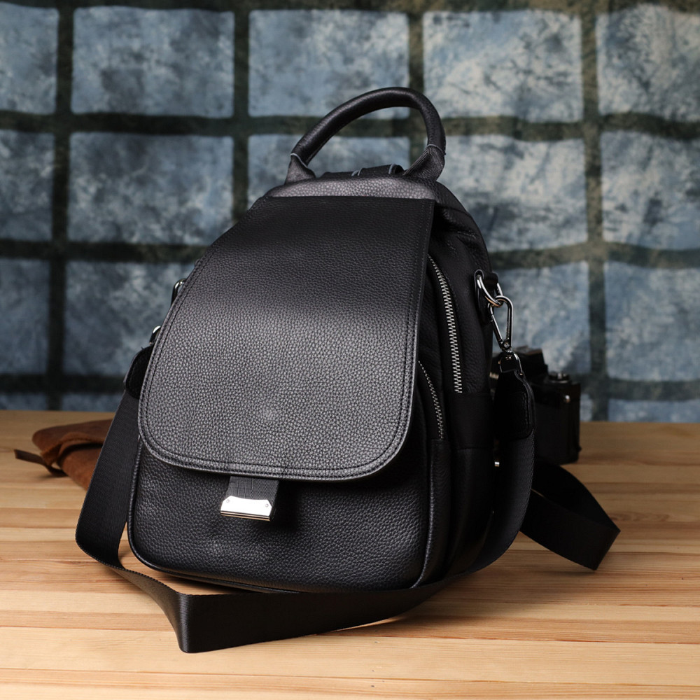 Жіночий рюкзак з натуральної шкіри Vintage 23056 Чорний Київ - фото 9