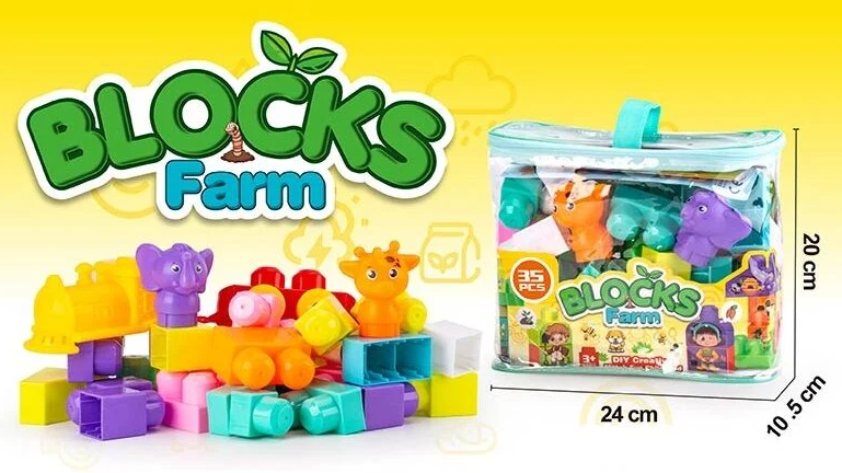 Конструктор JS 8045 (80/2) 35 деталей, потяг, наляпки, великі деталі, у сумці, шт Киев - изображение 1