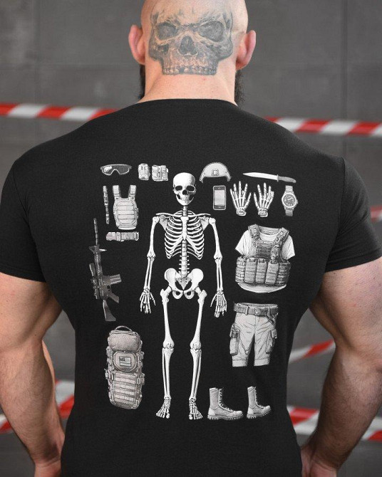 Тактическая ХЛОПКОВАЯ футболка NECRONIMICON скелет black НП5204 Одесса - изображение 4