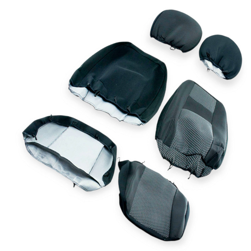 Чохли універсальні. 1+1 передні universal b max, спинка тягнеться, чорні тканина салону Мукачево - фото 1