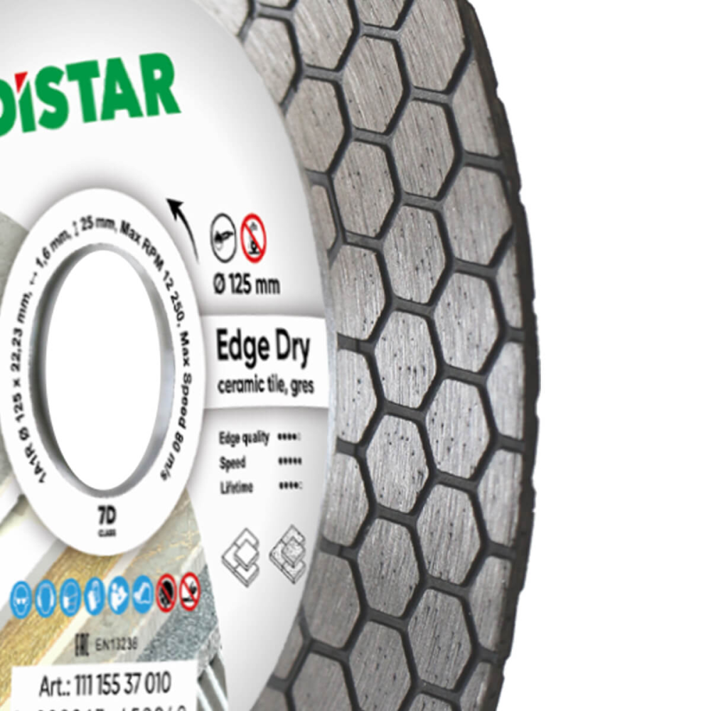 Диск алмазный отрезной Distar 1A1R 125 EDGE DRY :125x1,6x25x22,23мм, керамика, керамогранит Киев - изображение 3