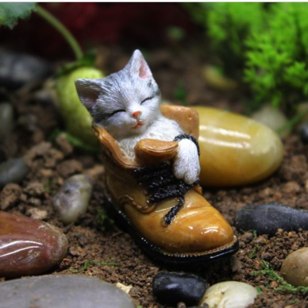 Декоративная фигурка Котенок в ботинке для мини-сада, микроландшафта, декора интерьера, флорариума. Полистоун Одесса - изображение 4