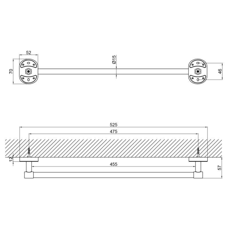 Держатель для полотенец в ванную Lidz (CRM) 114.01.00 55 см Киев - изображение 2