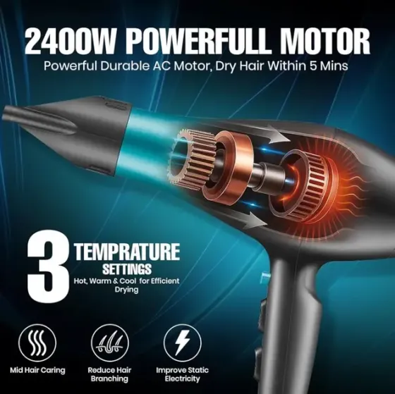 Профессиональный мощный фен для волос VGR V-455 с холодным и горячим воздухом 2400 Вт Коломия