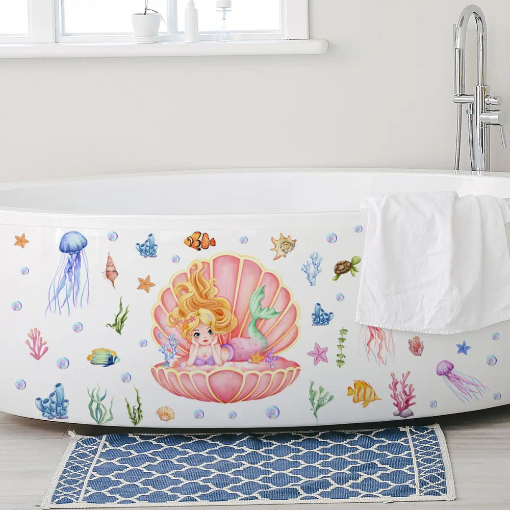 Наклейка декоративна вінілова інтер'єрна в дитячу кімнату на стіну «Русалонька» для дівчаток 30х60 см Кам'янець-Подільський - фото 8