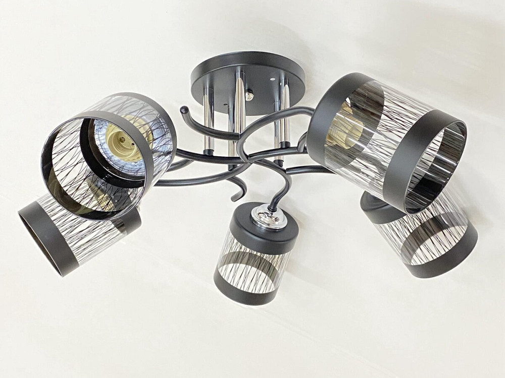 VALESO Стельова Люстра на 5 плафонів VALESO 6979A/5 (Чорний+Хром) Коломыя - изображение 1