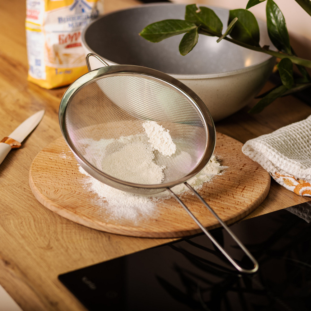 Сито дуршлаг с ручкой 20 см мелкоячеистая сетка из нержавеющей стали HP-19-13 Киев - изображение 6