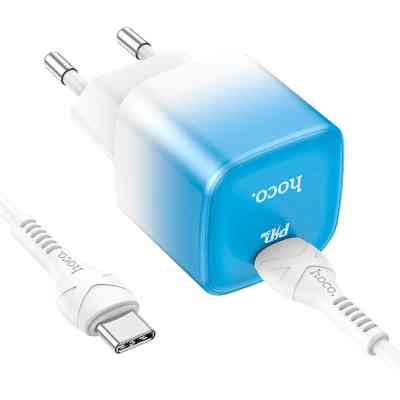 Зарядное устройство HOCO C101A USB-C PD20W + cable USB-C to USB-C Ice Blue (6931474769398) Винница