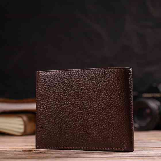 Чудовий чоловічий портмоне з натуральної зернистої шкіри CANPELLINI 21775 Коричневе Київ