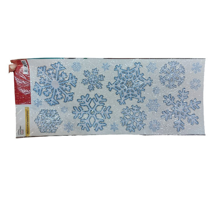 Новогодние наклейки Снежинки с блестками Livarno Home 21 на 47 см голубо-серебристый Киев - изображение 2