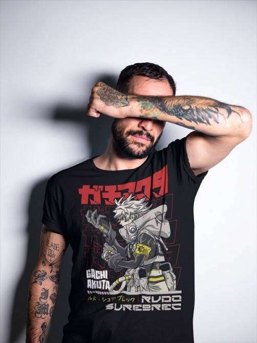 Футболка для хлопчика з аніме принтом Гакхіакута Томе Джапанесе Танкобон оверсайз (зріст від 165 до 180) Чорний AnimeJ0132m Дніпро - фото 2