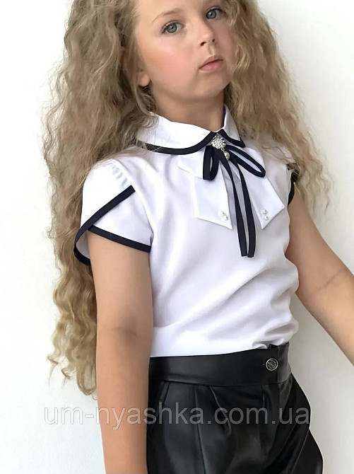 Гарна шкільна блузка з коротким рукавом 122-146 Кривий Ріг - фото 3