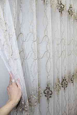 Тюль VR-Textil 1193т Kort ADOR Фатин с люрексовой нитью Золотистый с коричневым 300х270 см (40-972) Киев