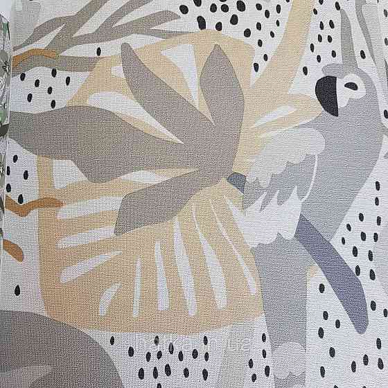 Шпалери флізелінові BN Doodleedo 0,53 х 10 м дитячі тропіки мавпи, папуги пальми монстери сірі жовті Київ