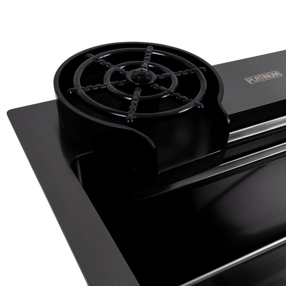 PLATINUM Кухонна мийка PVD чорна CM 75*46A Platinum Handmade "Водоспад" Київ - фото 8