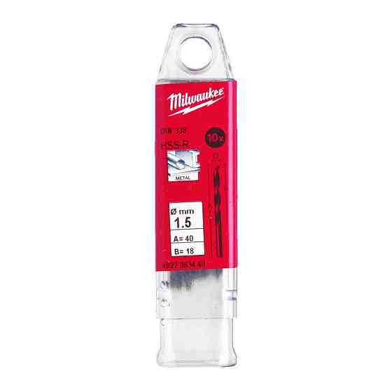 Свердло по металу HSS-R MILWAUKEE DIN338, діаметр 1,5 мм, (10шт) пластикова коробка Одесса
