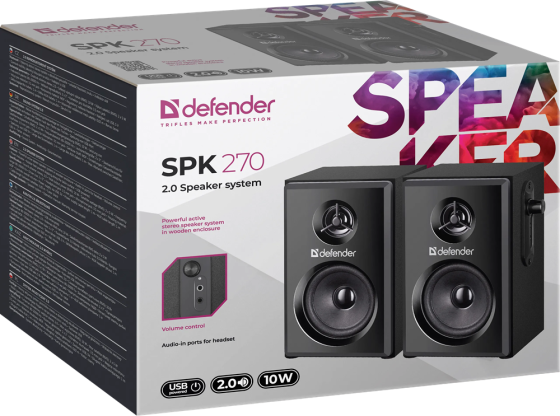Акустика Defender 2.0 SPK-270 10Вт USB Black (65270) (6857922) Київ