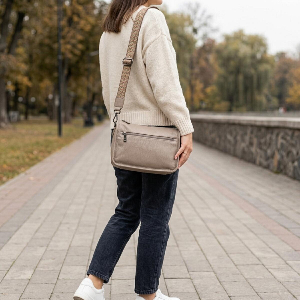 Жіноча сумка на плече з натуральної шкіри Vintage 23002 Темно-сірий Київ - фото 12