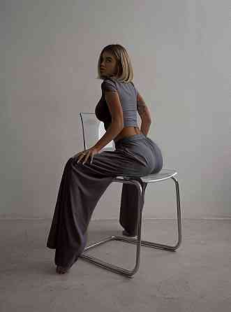 Жіночий базовий костюм-двійка: футболки та штани мікродайвінг Графіт, 46/48 Одеса