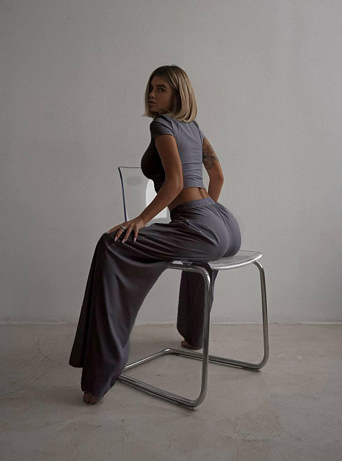 Жіночий базовий костюм-двійка: футболки та штани мікродайвінг Графіт, 46/48 Одеса - фото 3