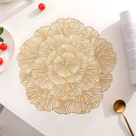 Сервірувальна серветка під гаряче ажурна, килимок сервірувальний килимок золотистий набір 2 шт Кам'янець-Подільський