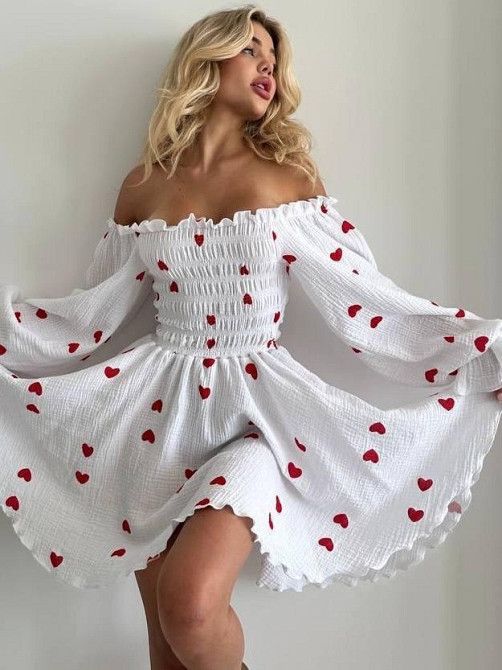 Жіноча ніжна романтична міні сукня з сердечками муслін 100% бавовна Одеса - фото 8