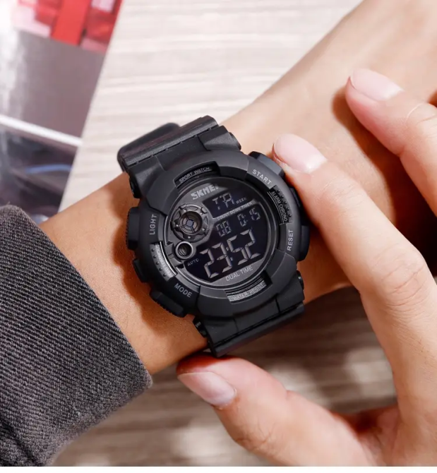 Чоловічий наручний спортивний годинник Skmei 1583 (Чорний з чорним) Вінниця - фото 4