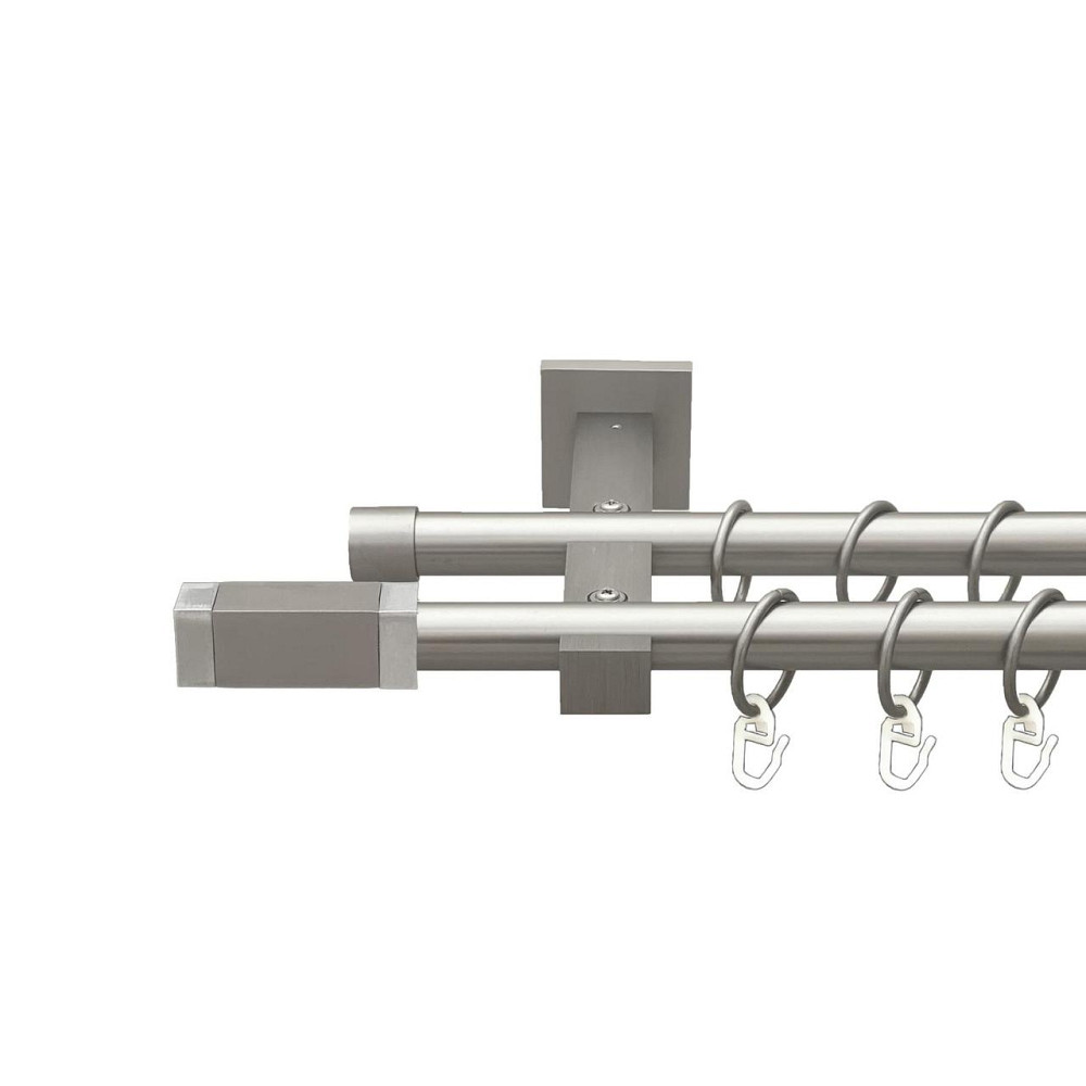 Карниз Orvit Квадро металевий дворядний техно гладка труба кільце металеве Сатин 19\19 мм 240 см (00-00027377) Львів - фото 1