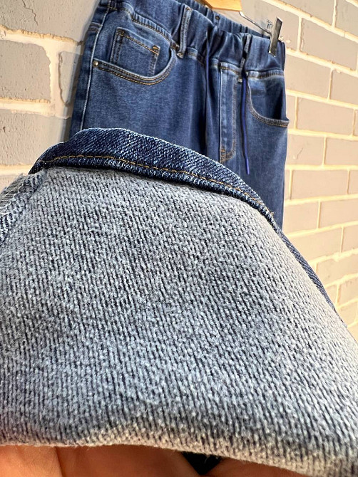 Джинси жіночі Vanver 8061 МОМ на резинці шнурок утеплені батал сині, синій, З2, З2, 88 см, 122 см Київ - фото 2