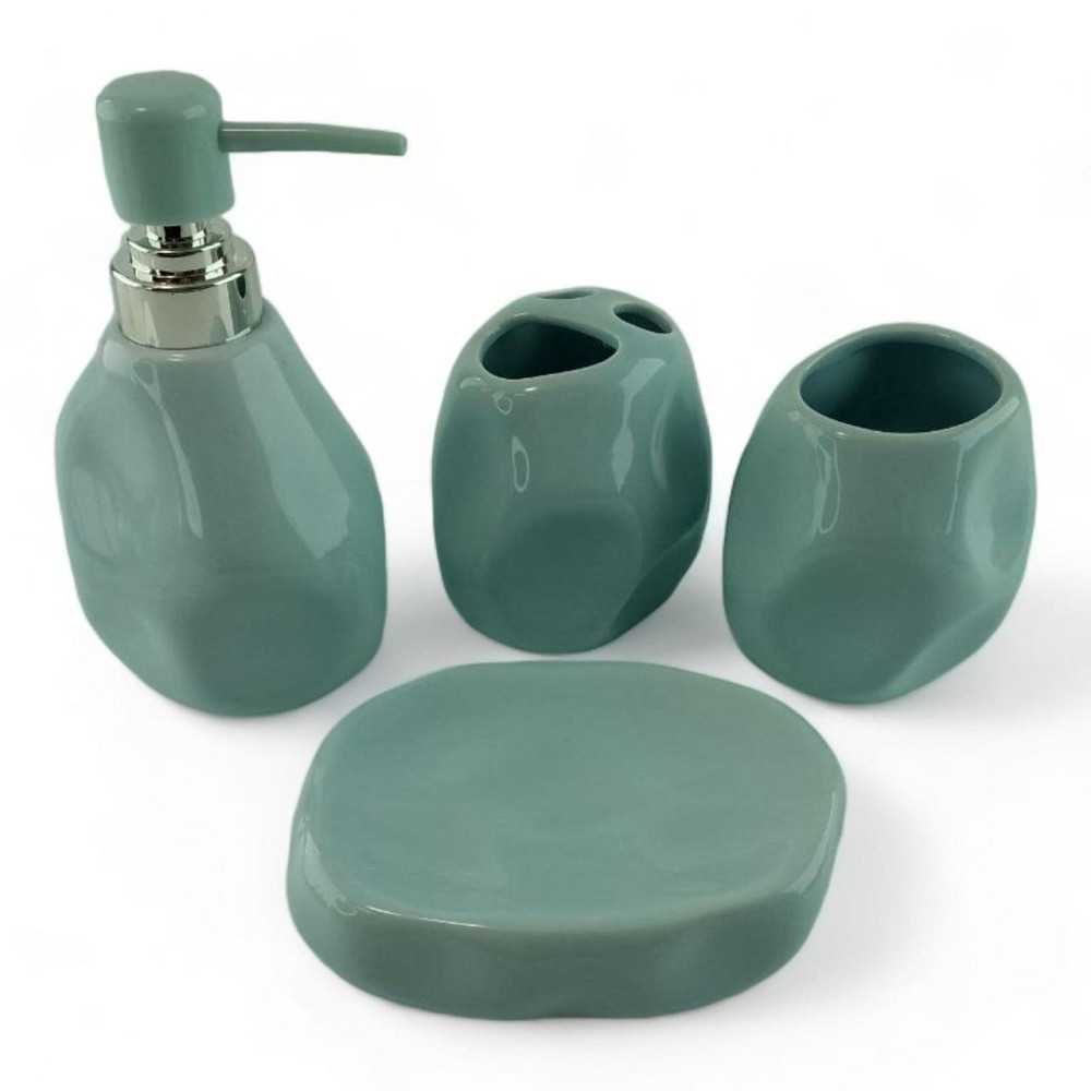 Набір для ванної з кераміки блакитний Київ - фото 1