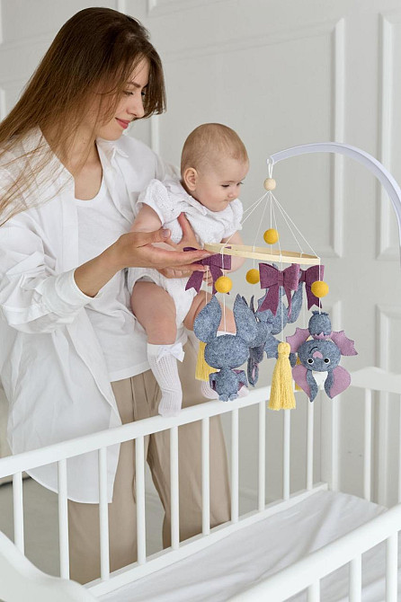 Дитячий музичний мобіль на ліжечко для немовлят WoollyFox "Милі Кажани" на 35 мелодій Київ - фото 4