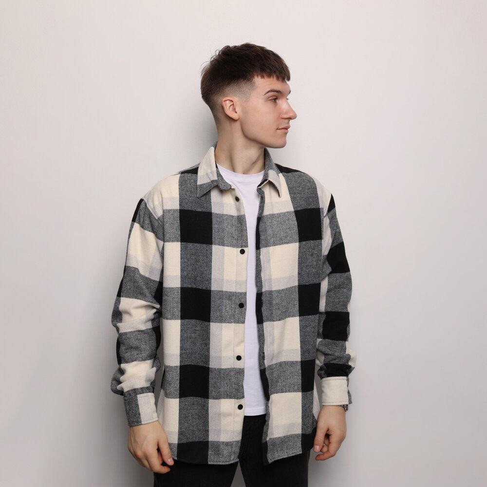 Рубашка в клетку черно-белая. Мужская рубашка Pobedov Tartan в клетку черно-белая Киев - изображение 1