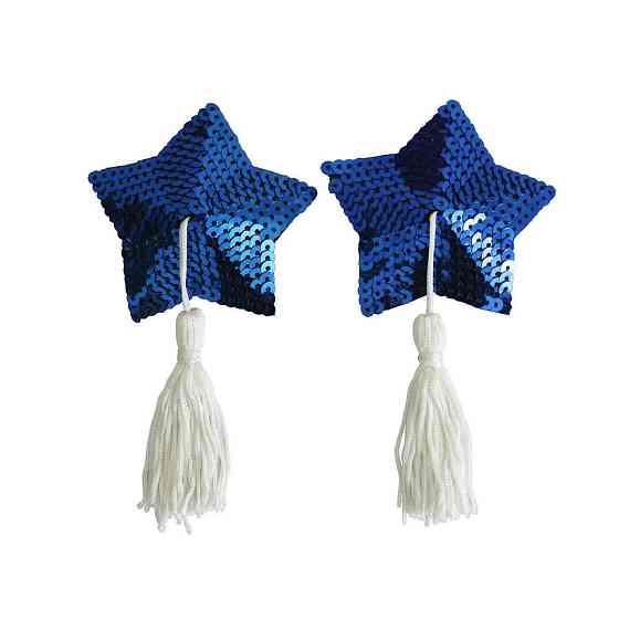 Наклейки на груди Зірочки сині з паєтками, розмір зірочки 8см Київ