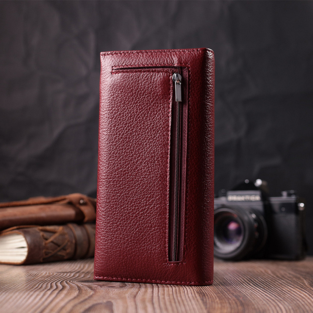 Оригінальний жіночий гаманець з натуральної шкіри ST Leather 22522 Бордовий Київ - фото 2