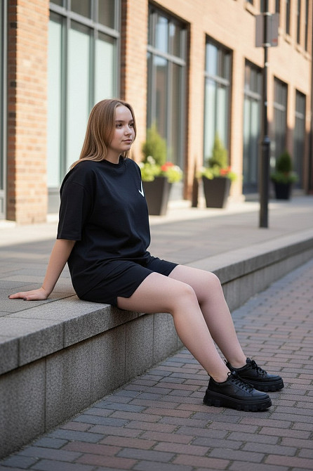 Женский летний спортивный костюм футболка с шортами Черный XS/S Харьков - изображение 11