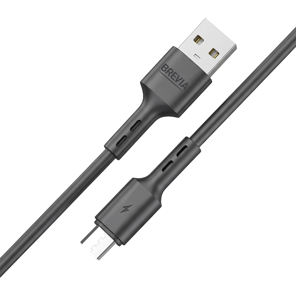 Кабель Brevia USB to Micro 2,4A 1м, чорний ZIP (51100BUMZ1) Львів - фото 2