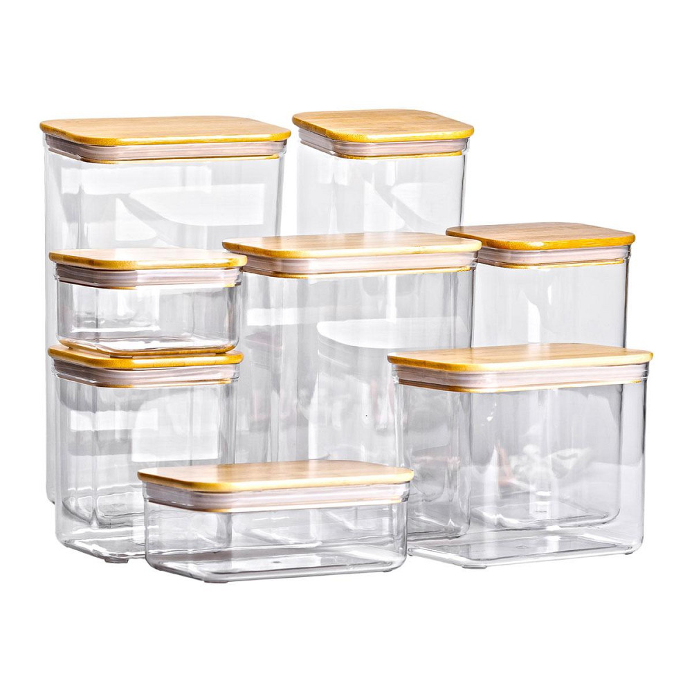 Набір банок для сипучих продуктів 8 штук ємності з бамбуковою кришкою HP-1303 Київ - фото 2