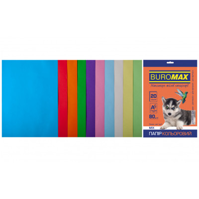 Папір Buromax А4, 80g, PASTEL+INTENSIVE, 10colors, 20sh (BM.2721620-99) Вінниця - фото 1