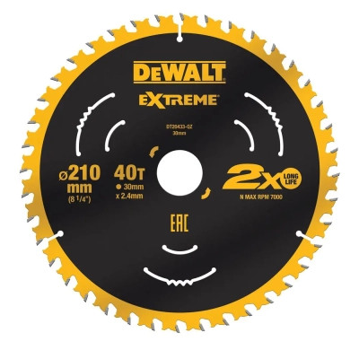 Диск пильный DeWALT EXTREME, 210 х 30 мм, 40z, ATB, 7 градусов, 7000 об/мин. (DT20433) Винница - изображение 1