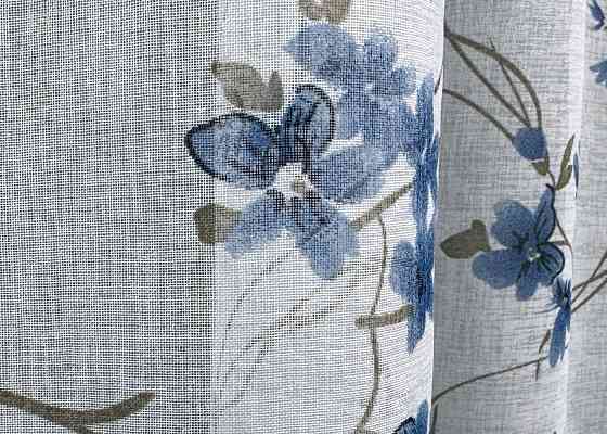 Тюль VR-Textil 1533т Flora Батист Білий із синьо-коричневим 300х270 см (42-0444) Київ