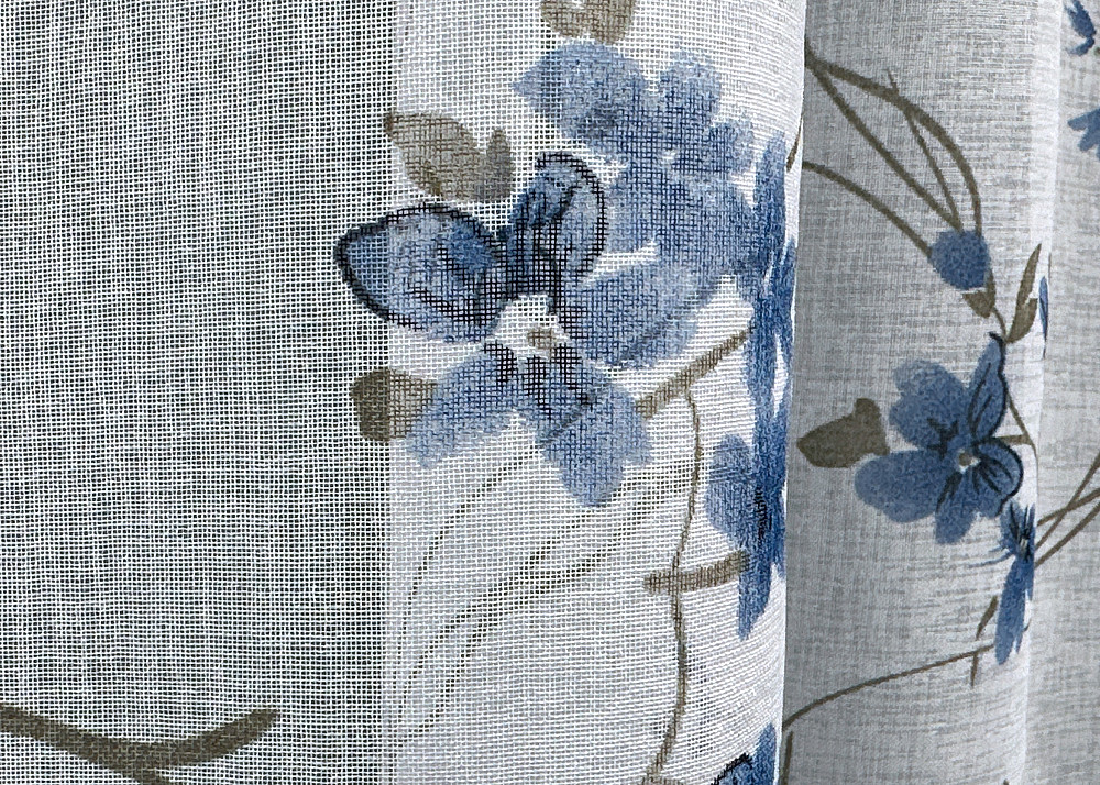 Тюль VR-Textil 1533т Flora Батист Білий із синьо-коричневим 300х270 см (42-0444) Київ - фото 5