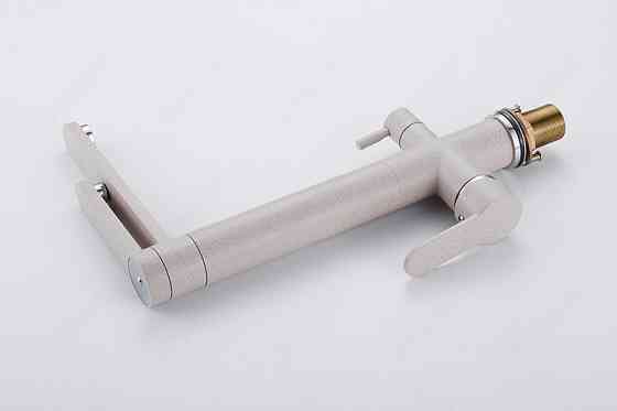 Змішувач для кухні для фільтрованої води двоважільний, кран кухонний WanFan вертикальний монтаж Нікель Кам'янець-Подільський