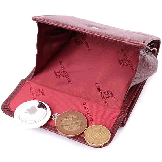 Невеликий жіночий гаманець з монетницею з натуральної шкіри Бордовий (ST Leather) Київ