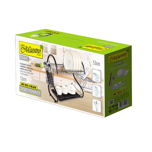 Сушарка для посуду двоярусна довга MR-1025-53-BLACK Basic Maestro Житомир