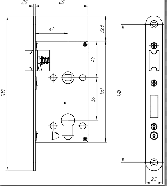 Замок врізний Аріко ЗВ4-У мідь (з ручкою, без циліндра) Харків - фото 2