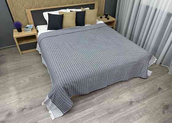 Покривало Dakota Fringe ЄВРО 200х230 см колір синій з білим (85-194) Київ